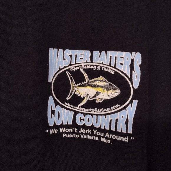 Vintage Master Baiters Sportfishing & Tackle Cow Country Long Sleeve T Shirt SzM - Picture 4 of 8